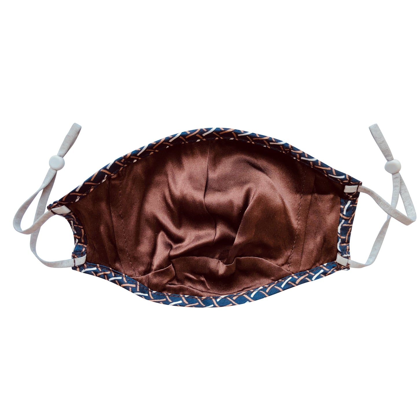 Triple Layer 100% Mulberry Silk Unisex Face Mask: The Old World - Navy Rope Pattern Silk