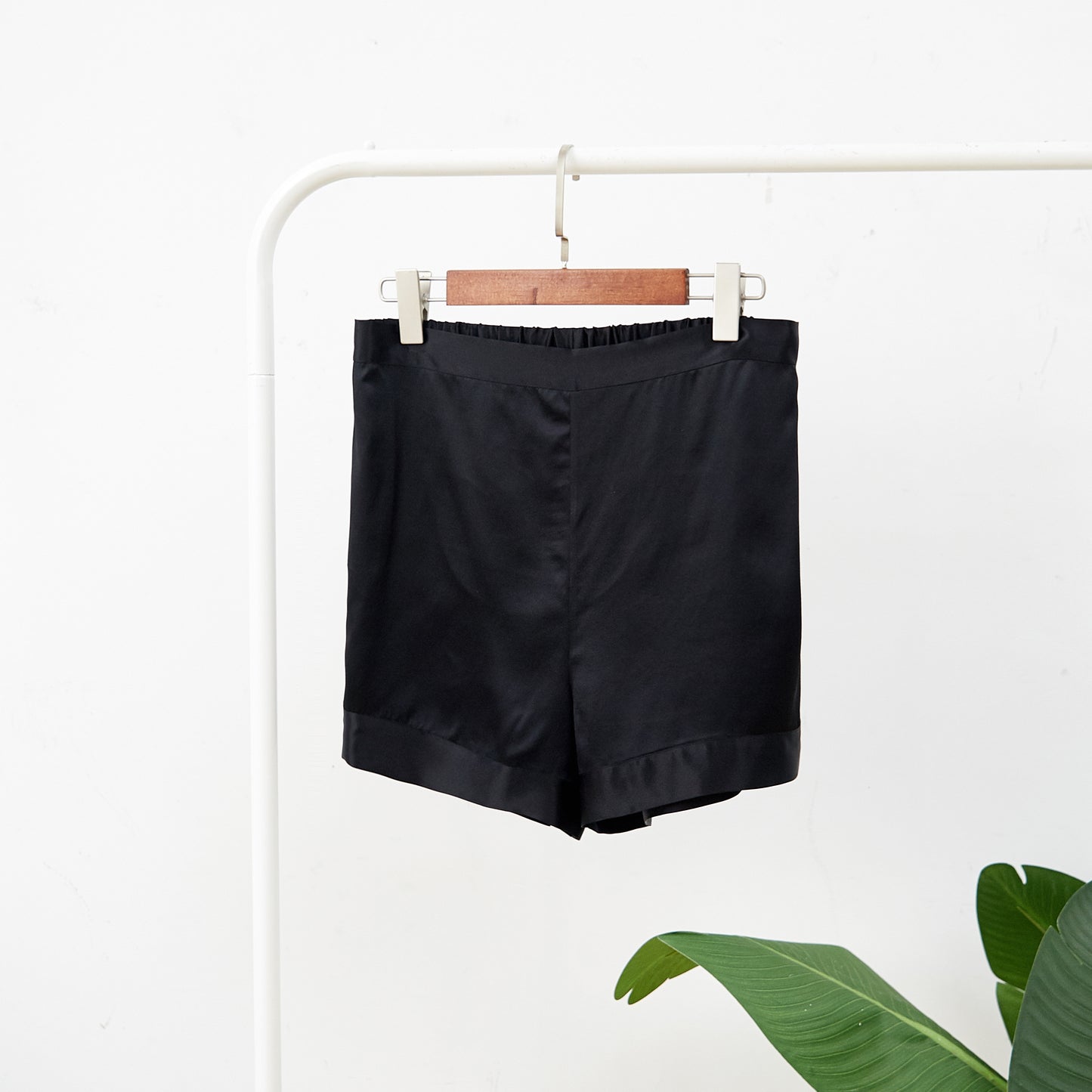 Black Pure Mulberry Silk Shorts | High-Waisted | 19 Momme | Soar Collection