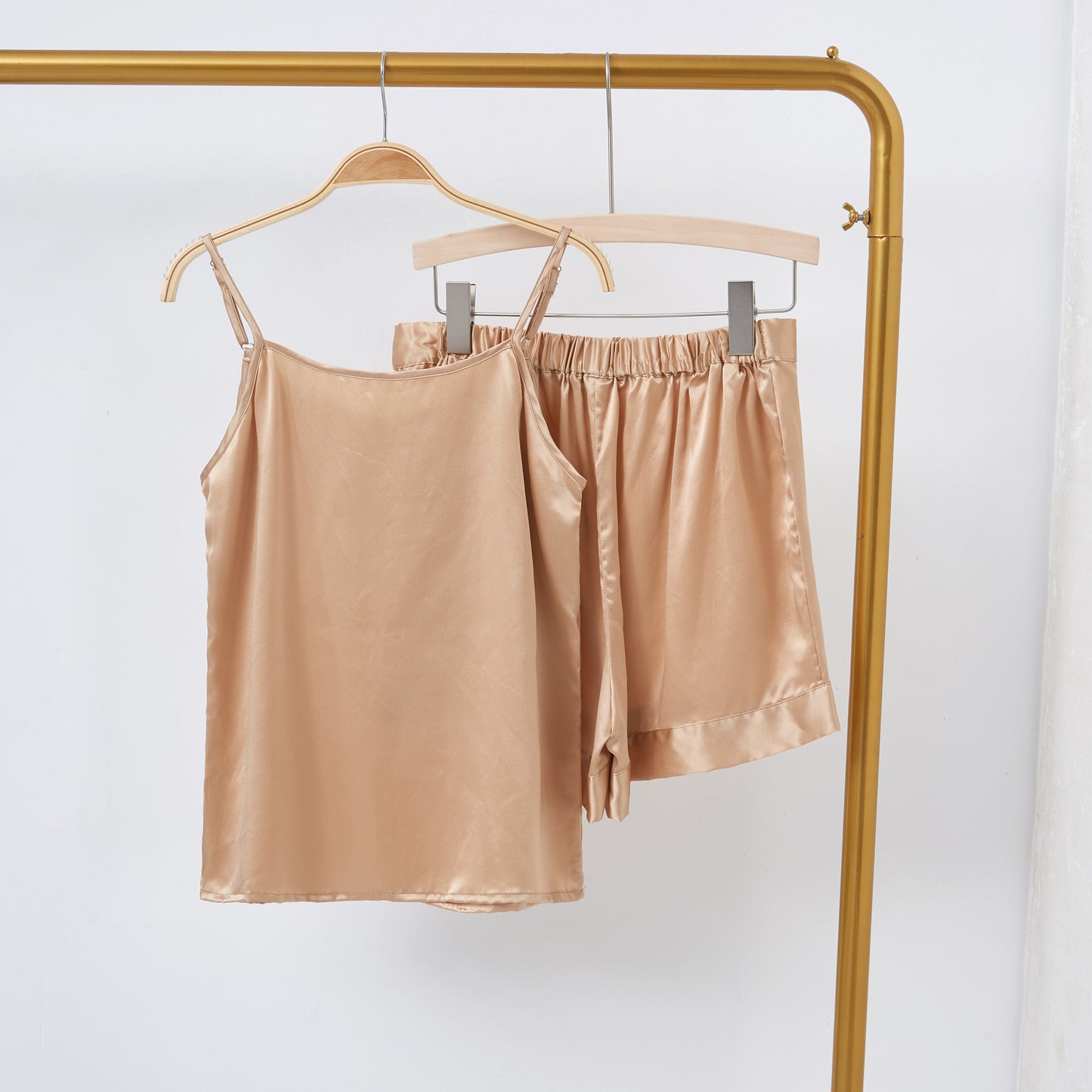 Champagne Pure Mulberry Silk Shorts | High-Waisted | 19 Momme | Soar Collection