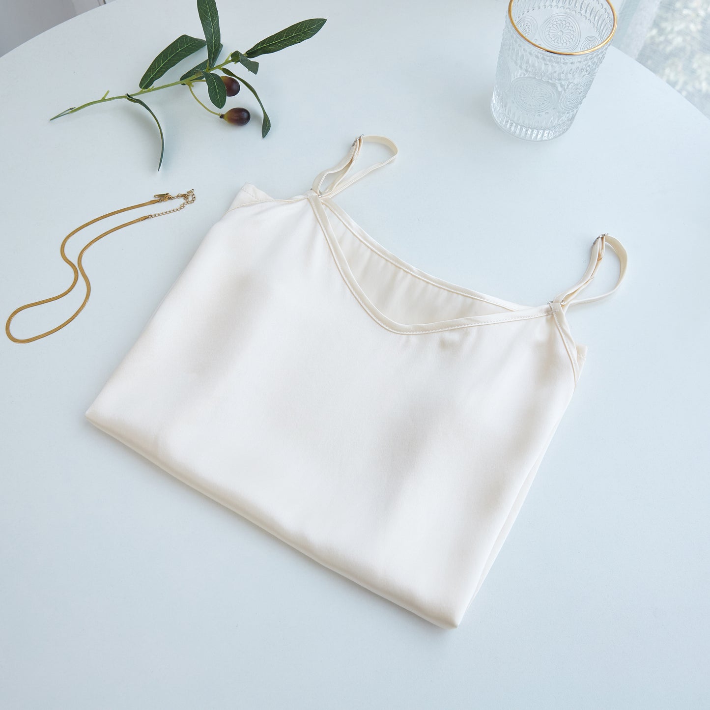 Cream Pure Mulberry Silk Camisole with Adjustable Straps | Relaxed Fit | 19 Momme | Soar Collection