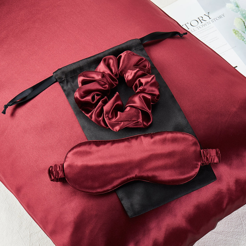 Corporate Giftset A: Pure Mulberry Silk Pillowcase, Eye Mask and Scrunchies | 30-99 sets