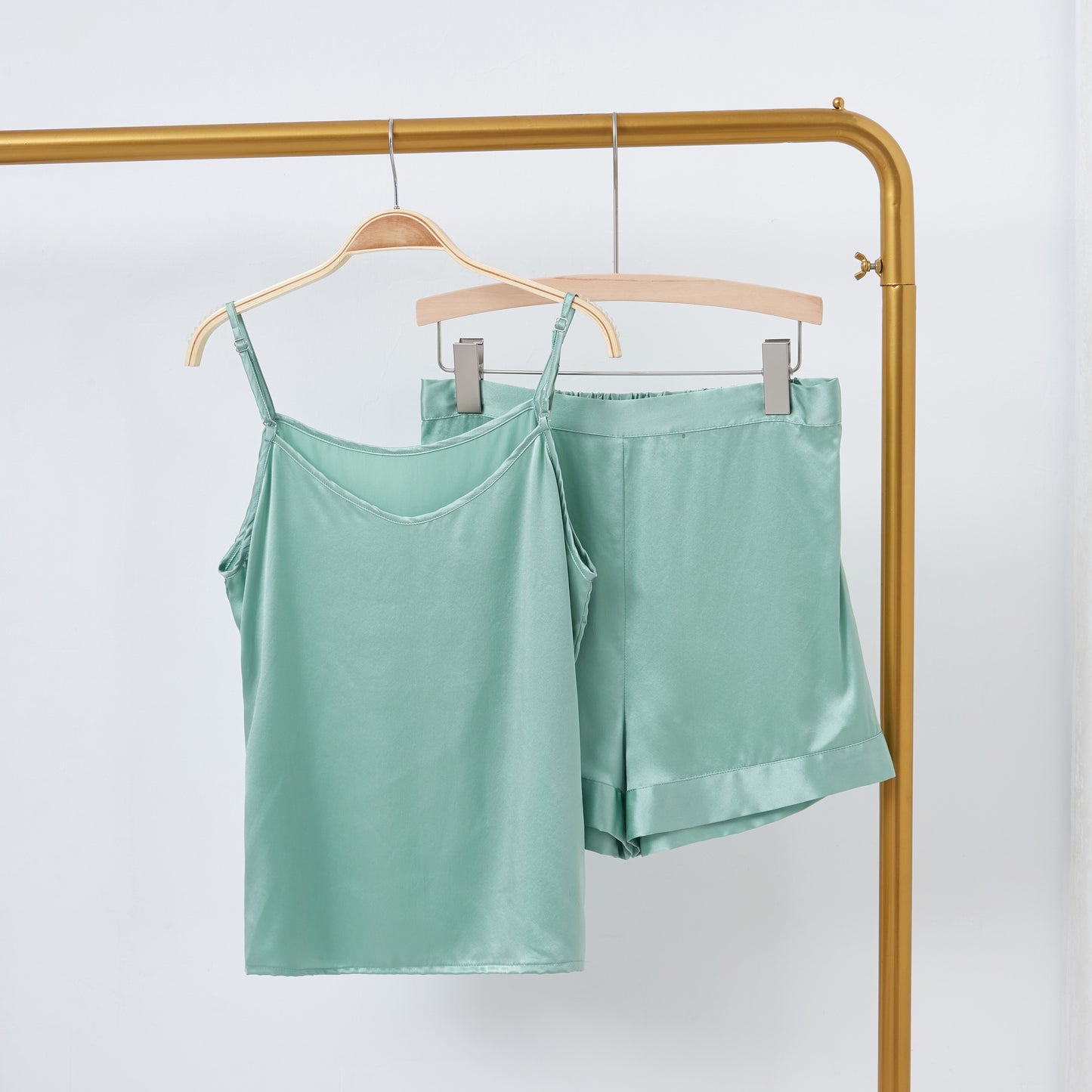 Jade Green Pure Mulberry Silk Shorts | High-Waisted | 19 Momme | Soar Collection