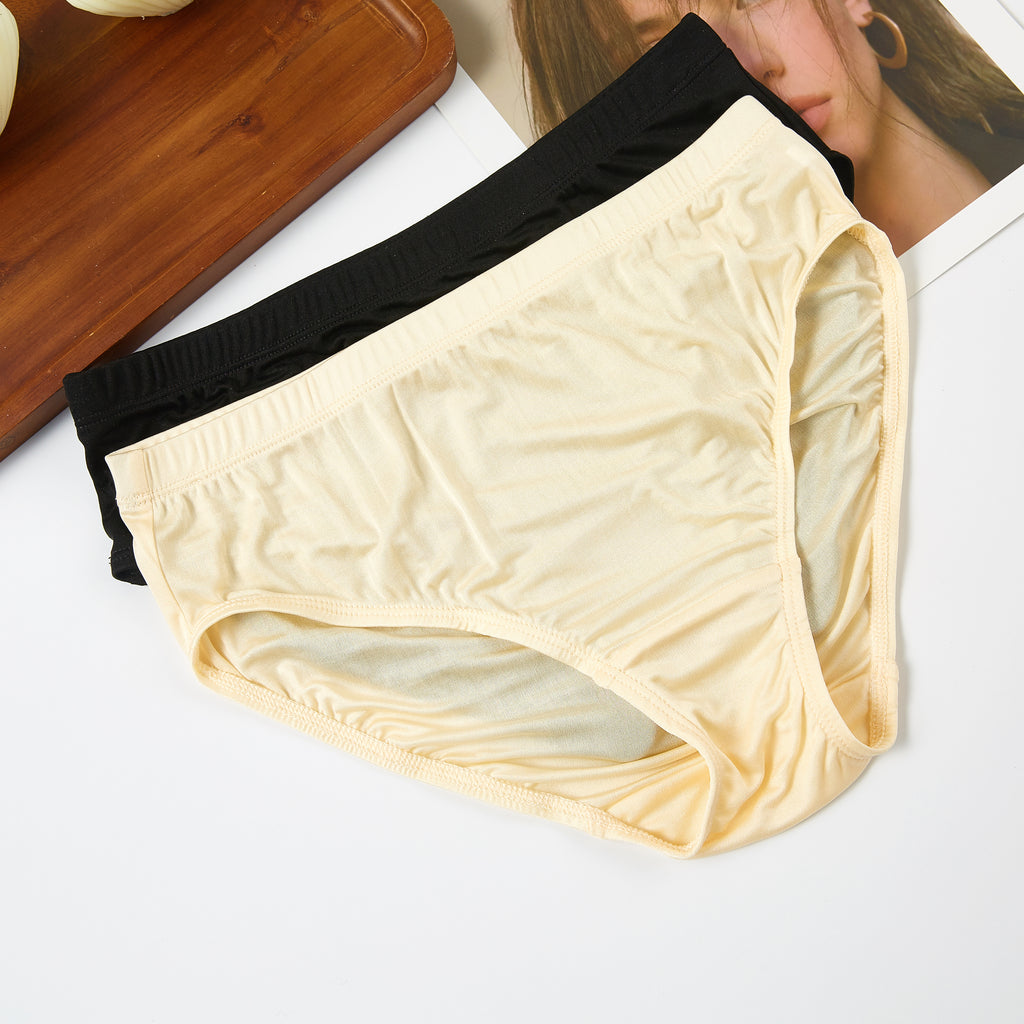 Knitted Silk Mid Rise French Cut Pantie | Blonde Pale Ale | Shimmer Co